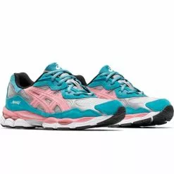 ASICS X AWAKE NY GEL-NYC PURE SILVER/GREEN-BLUE SLATE -Women's Footwear Sales Shop AsicsXAWAKENYGEL NYCPURESILVERGREEN BLUESLATE81201A850 022 2 grande