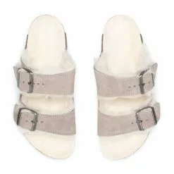 Birkenstock WOMEN'S ARIZONA SHEARLING SUEDE STONE COIN/NATURAL -Women's Footwear Sales Shop BirkenstockWARIZONASHEARLINGSUEDESTONECOINNATURAL371017403 4 grande