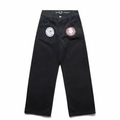 Fred Perry X RAF PATCHED DENIM TROUSERS BLACK