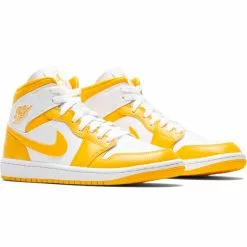 WOMEN'S AIR JORDAN 1 MID WHITE/UNIVERSITY GOLD-WHITE [117] -Women's Footwear Sales Shop JordanBrandWAIRJORDAN1MIDWHITEUNIVERSITYGOLD WHITE8BQ6472 117 2 grande