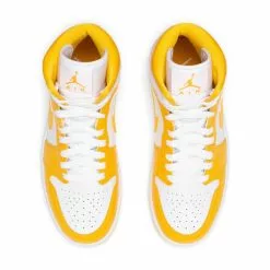 WOMEN'S AIR JORDAN 1 MID WHITE/UNIVERSITY GOLD-WHITE [117] -Women's Footwear Sales Shop JordanBrandWAIRJORDAN1MIDWHITEUNIVERSITYGOLD WHITE8BQ6472 117 4 grande