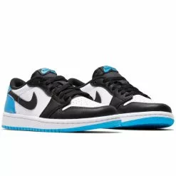 WOMEN'S AIR JORDAN 1 LOW OG WHITE/DK POWDER BLUE-BLACK [104] -Women's Footwear Sales Shop JordanWAIRJORDAN1LOWOGWHITEDKPOWDERBLUE BLACK6CZ0775 104 2 grande