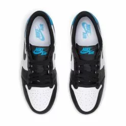 WOMEN'S AIR JORDAN 1 LOW OG WHITE/DK POWDER BLUE-BLACK [104] -Women's Footwear Sales Shop JordanWAIRJORDAN1LOWOGWHITEDKPOWDERBLUE BLACK6CZ0775 104 4 grande