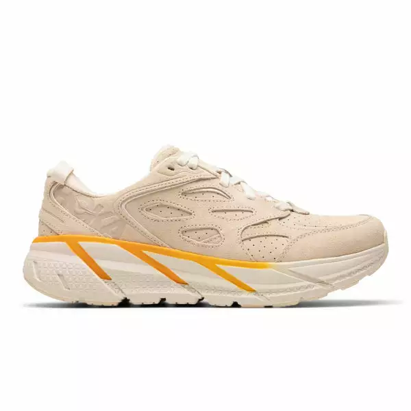 HOKA CLIFTON L SUEDE SHORT BREAD/RADIANT YELLOW 3 HOKA CLIFTON L SUEDE SHORT BREAD/RADIANT YELLOW