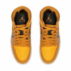 WOMEN'S AIR JORDAN 1 MID CHUTNEY/TAXI-BLACK-WHITE [700] -Women's Footwear Sales Shop jordanbrandWAIRJORDAN1MIDCHUTNEYTAXI BLACK WHITE6BQ6472 700 4 grande